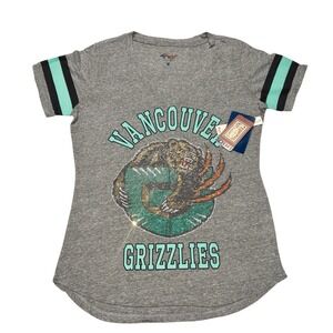 NWT NBA HWC Vancouver Grizzlies Rhinestone Bling Logo V‎ Neck T Shirt Medium